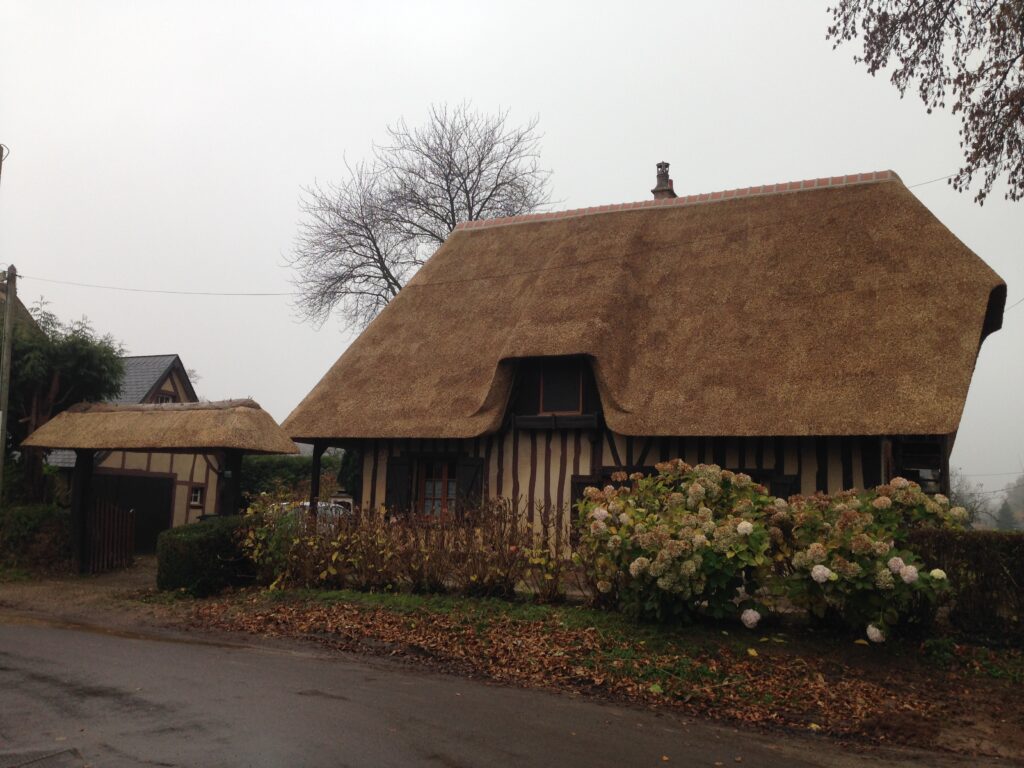 Réalisation d'une rénovation d'un toit en chaume.